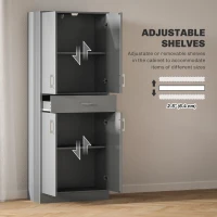 HOMCOM 71" Kitchen Cabinet with Drawer and Adjustable Shelf, Freestanding Tall Kitchen Pantry, Gray(m-5)