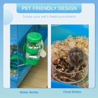 PawHut 18.5" 5 Tier Hamster Cage with Tubes and Tunnels, Small Animal Cage, Rat Gerbil Cage with Water Bottle, Food Dish, Exercise Wheel, Blue(m-5)