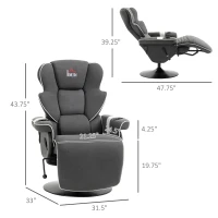 HOMCOM Manual Recliner, Swivel Lounge Armchair with Footrest and Two Cup Holders for Living Room, Black(m-3)
