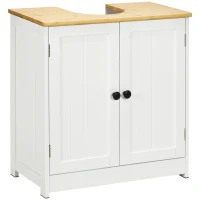 kleankin Bathroom Vanities Under Sink Storage Cabinet Cupboard with 2 Doors, 23.5" x 11.75" x 24", White(m-1)