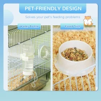 PawHut Small Animal Cage for Gerbil or Dwarf Hamster w/ Tubes, Exercise Wheel, Food Dish, Water Bottle, 23" x 13" x 12", Gray(m-7)