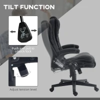 HOMCOM 6 Point Vibrating Massage Office Chair with Heat, Linen High Back Massage Desk Chair with Reclining Backrest, Black(m-7)