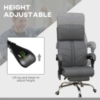 Vinsetto Executive Massage Office Chair with 4 Vibration, Computer Desk Chair, PU Leather Heated Reclining Chair with Adjustable Height, Swivel Wheels, Gray(m-6)