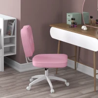 Vinsetto Vanity Office Chair, PU Leather Computer Chair for Home, with Adjustable Height, Armless, Swivel Wheels, Pink(m-7)