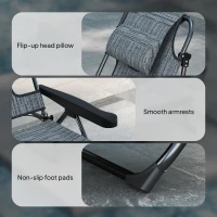 Outsunny Folding Lounge Chair w/ Reclining Back, Mixed Grey(m-9)