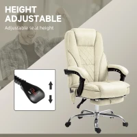 Vinsetto Massage Office Chair, Heated Reclining Computer Chair with Adjustable Height and Footrest, Beige(m-5)