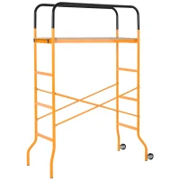 HOMCOM 4-Step Steel 4.6 x 2 x 6 ft. Scaffold 2 Wheels Free Moving for Indoor & Outdoor Decoration Anti-Skid, 440 Pound Capacity(m-1)