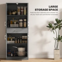 HOMCOM 71" Kitchen Cabinet with Drawer and Adjustable Shelf, Freestanding Tall Kitchen Pantry, Gray(m-4)