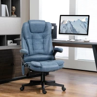 HOMCOM Massage Office Chair, Heated Reclining Computer Chair with 6 Vibration Points, Armrest and Remote, Blue(m-2)