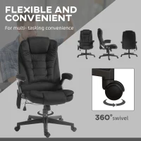 HOMCOM 6 Point Executive Office Chair with Heat, Velvet High Back Vibrating Massage Office Chair, Black(m-8)
