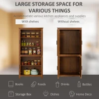 HOMCOM 64" 4-Door Kitchen Pantry, Freestanding Storage Cabinet with 3 Adjustable Shelves for Kitchen, Oak(m-4)