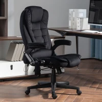 HOMCOM 6 Point Executive Office Chair with Heat, Velvet High Back Vibrating Massage Office Chair, Black(m-10)