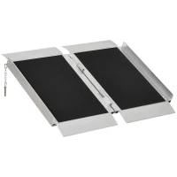 HOMCOM 2' Skidproof Portable Wheelchair Ramp for Home, Steps, Doorways, Carpeted Foldable Handicap Ramp, Threshold Ramp(m-1)