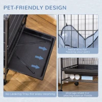 PawHut Small Animal Cage with Wheels, Pet Playpen for Rat, Syrian Hamster, Kitten, Ferrets, Chinchillas with Bottom Storage Shelf, Removable Tray, Ramp, 31.5" x 20.5" x 33.1"(m-7)