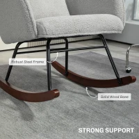 HOMCOM Nursery Rocking Chair with Headrest, Lumber Pillow, Nursing Chair with High Back for Living Room, Bedroom, Light Gray(m-6)