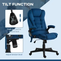 Vinsetto 6 Point Executive Office Chair with Heat, Velvet High Back Vibrating Massage Office Chair, Drak Blue(m-6)