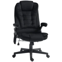 HOMCOM 6 Point Vibrating Massage Office Chair with Heat, Linen High Back Massage Desk Chair with Reclining Backrest, Black(m-11)