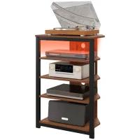 HOMCOM TV Stand for TVs up to 29", Entertainment Center with 4-Tier Storage Shelves and LED Lights for Living Room(m-2)
