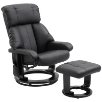 HOMCOM Massage Recliner Chair with Ottoman, 360° Swivel Recliner and Footstool, 10 Point Vibration, PU Leather Reclining Chair with Side Pocket and Remote Control, Black(m-1)