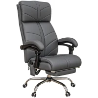 Vinsetto Executive Massage Office Chair with 4 Vibration, Computer Desk Chair, PU Leather Heated Reclining Chair with Adjustable Height, Swivel Wheels, Gray(m-1)