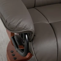 HOMCOM Modern RV Recliner Chair, PU Leather Swivel Recliner Armchair with Footrest for Living Room, Brown(m-9)
