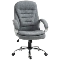 Vinsetto High Back Home Office Chair Executive Computer Chair with Adjustable Height, Upholstered Thick Padding Headrest and Armrest - Gray(m-1)