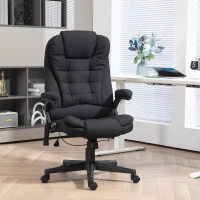 HOMCOM 6 Point Vibrating Massage Office Chair with Heat, Linen High Back Massage Desk Chair with Reclining Backrest, Black(m-2)