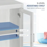 kleankin Modern Bathroom Floor Cabinet, Freestanding Bathroom Storage Cabinet with Double Glass Doors and Adjustable Shelves, Off White(m-5)