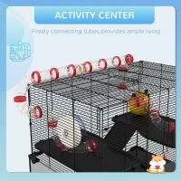 PawHut 31" Hamster Cage with Tube and Tunnel, Deep Glass Bottom(m-4)
