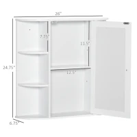 HOMCOM Bathroom Medicine Cabinet with Mirror, Bathroom Mirror Cabinet, Wall Mount Mirror Medicine Cabinet with Multiple Storage Shelves, White(m-3)
