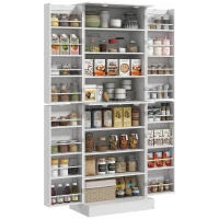 HOMCOM 65" Kitchen Cabinet, Kitchen Pantry Cabinet with 4 Doors and 16 Door Shelves for Dining Room, White(m-11)