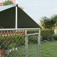 PawHut 6.6' x 6.6' x 4.9' Dog Kennel Outdoor for Small Medium Dogs with Waterproof Roof, Silver(m-8)