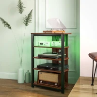 HOMCOM TV Stand for TVs up to 29", Entertainment Center with 4-Tier Storage Shelves and LED Lights for Living Room(m-8)