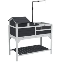 PawHut Tortoise Enclosure Tortoise House w/ Adjustable Lamp Holder, Storage Shelf, Removable Main House, Openable Lid, Gray(m-11)