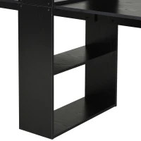 HOMCOM 88" Extra Long 2-Person Computer Desk with Storage Shelves Combo, Double Workstation Storage Study Writing Table for Home Office, Bookshelf, Black(m-8)