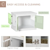 PawHut Wooden Dog Crate End Table, Dog Crate Furniture with Triple Doors, Puppy Crate for Small Dogs Indoor Use, White(m-5)