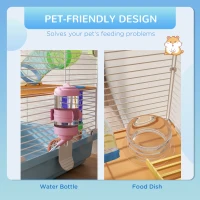 PawHut 5 Tiers Hamster Cage Portable Animal Travel Carrier w/ Exercise Wheels Tube, Light Blue(m-5)