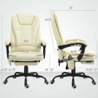 Vinsetto 7-Point Vibrating Massage Office Chair High Back Massaging Office Desk Chair with Lumbar Support, Footrest, Cream White(m-3)