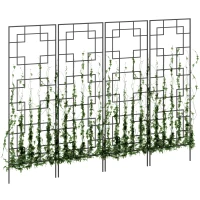 Outsunny 4 Pack Garden Trellis for Climbing Plants, Outdoor Metal Grid Panels for Roses, Vine Flower, Cucumber, Clematis, 72" Tall(m-11)
