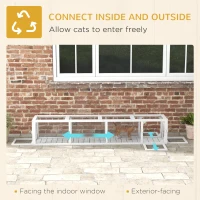 PawHut Wooden Cat Run with Weather Protection, Connecting Inside and Outside, 79"L x 15"W x 15"H, White(m-4)