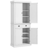 HOMCOM 72.5" Kitchen Cabinet, Pantry Storage Cabinet with Doors and Shelves, Freestanding Food Pantry Cabinet, White Wood Grain(m-1)