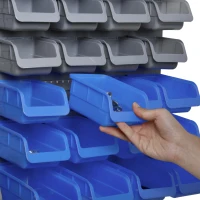 DURHAND 44 PCS Wall Mounted Pegboard Tool Organizer Rack Kit with Various Sized Storage Bins, Pegboard and Hooks, Blue(m-7)