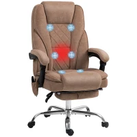 Vinsetto Massage Office Chair, Heated Reclining Computer Chair with Adjustable Height and Footrest, Brown(m-12)