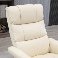HOMCOM Swivel Recliner with Ottoman Massage, Recliner Chair and Ottoman, Faux Leather Reclining Chair with Remote, Cream White(m-8)