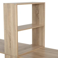 HOMCOM 88" Extra Long 2-Person Computer Desk with Storage Shelves Combo, Double Workstation Storage Study Writing Table for Home Office, Bookshelf, Natural Wood Color(m-8)