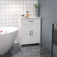 kleankin Bathroom Storage Cabinet, Modern Bathroom Cabinet with 2 Doors, Storage Drawer & Adjustable Shelf, White(m-2)