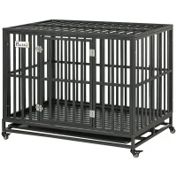 PawHut 44'' Strong Pet Dog Crate Mobility Cage w/ Playpen Metal & Removeable Tray(m-11)