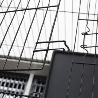 PawHut 2-Level Small Animal Cage Rabbit Hutch with Wheels, Removable Tray, Platform and Ramp for Bunny, Chinchillas, Ferret, Black(m-9)