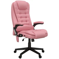 HOMCOM Massage Office Chair, Heated Reclining Computer Chair with 6 Vibration Points, Armrest and Remote, Pink(m-11)