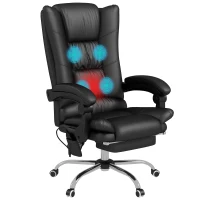Vinsetto PU Leather Executive Massage Office Chair with 4 Vibration, Computer Desk Chair, Heated Reclining Chair with Adjustable Height, Swivel Wheels, Black(m-11)